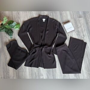 Eileen Fisher 100% wool 3 piece skirt set gorgeous rich burgundy brown S M S